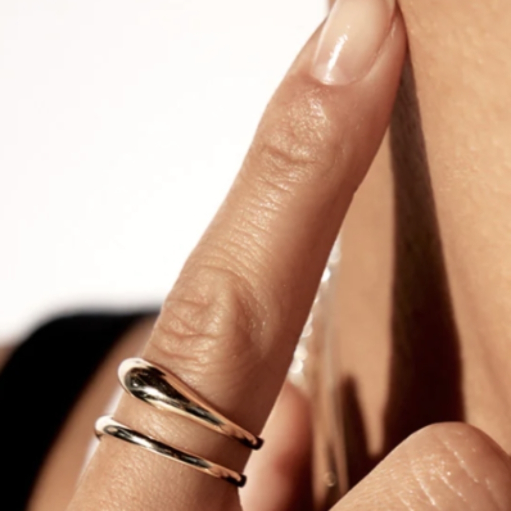 Loren Stewart x Curateur Deux Open Band Double Band Gold Ring Sz 7 W 14 15